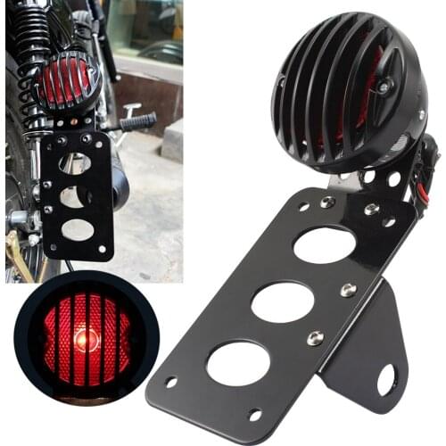 Motorcycle Side Mount License Plate Bracket Tail Brake Stop Taillights For Harley Yamaha Suzuki Universal License Plate Bracket