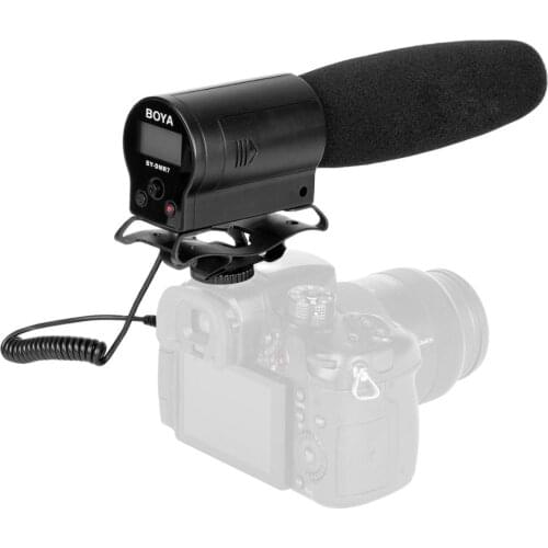 BOYA BY-DMR7 Shotgun Condenser Microphone Broadcast Quality with Integrated Flash Recorder LCD Display for Canon Nikon Sony DSLR