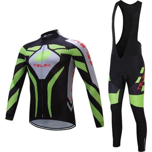Quick-Dry Long Sleeve Cycling Clothing Men 2021 Autumn Bike Jersey Set BIB Gel Suit Male Bicycle Clothes MTB Kit Uniform Dress