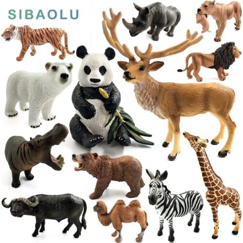 Deer Hippo Panda Rhinoceros Polar Bear Reindeer Giraffe Moose Zebra Camel Buffalo Animal model figurine home decor decoration
