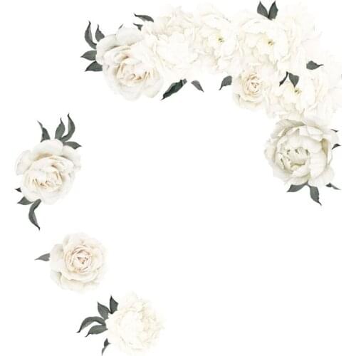 GTBL White Peony Rose Flowers Blossom Kid Wall Sticker Home Nursery Decor Baby Decal