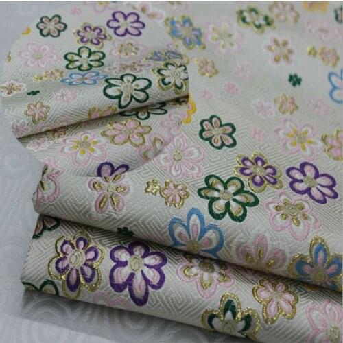 HLQON 75cm width brocade yarn dyed white color fabric for patchwork felt tissue telas bed sheet cheongsam dress children coat