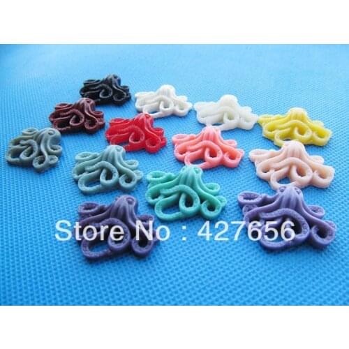 15pcs 31.09mmx24.15mm 13 Colors Flatback Resin Octopus Cameo Cabochon Charm Finding,Phone Decoration Kit,DIY Accessory Jewelry