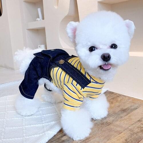 2021 New Puppy Dog Pet Clothing Fashion Denim Overalls Jumpsuits For Small Medium Dog Poodle Schnauzer Casual Costumes Rompers