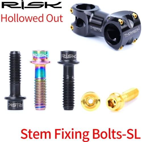 RISK 6pcs/box Road Mountain Bike Bicycle Hollowed Out M5x18 SL Handlebar Stem Fixing Bolts Titanium Alloy Screws
