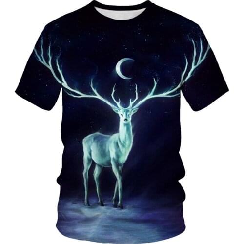 Summer fashion new animal world one of the big cock 3D printing pattern mens cool casual short-sleeved T-shirt top