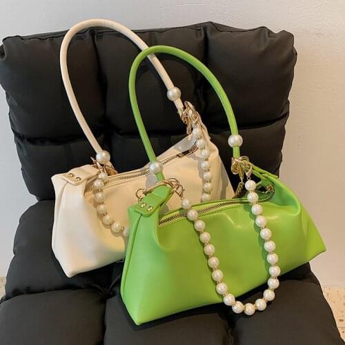 Small Soft PU Leather Underarm Crossbody Bag with Short Beading Belt for Women 2021 Shoulder Purses and Handbags Female Travel