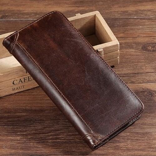 Mens Genuine Leather Long Wallet Bifold Money Card Holder Clutch Purse Slim Hot Y5JD