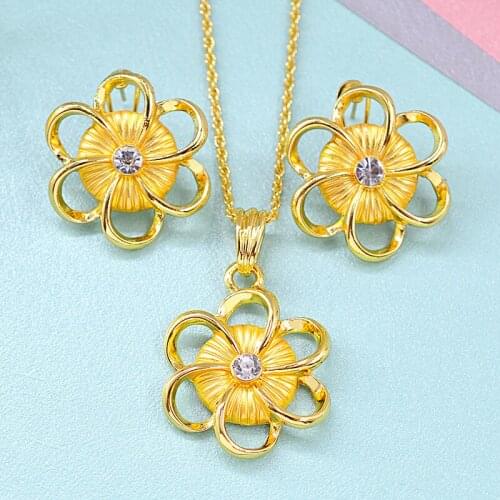 ZEA Dear Jewelry Hot Selling Big Jewelry Set For Women Earrings Necklace Pendant Flower Jewelry Findings For Engagement Wedding