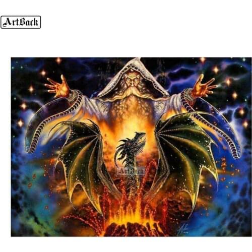 New arrival diy 5d diamond painting magician dragon fire pattern 3D full square diamond embroidery mosaic art home decoration