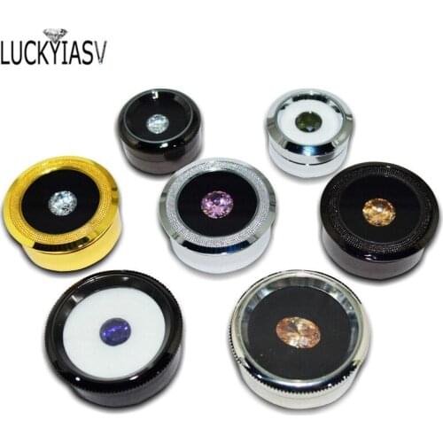Wholesale 50pcs/lot 50pcs Round Stainless Steel Diamond Display Box Metal Gemstone Cases Diamond Storage Boxes 3.4*1.8cm
