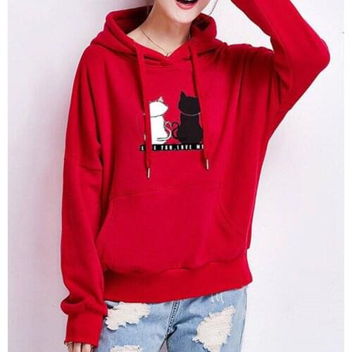 Autumn Hoodies Women Sweatshirt Fashion Long Sleeve Hoodies Harajuku Hoodie Cute Cat Print Sweatshirt Women Sudadera Mujer
