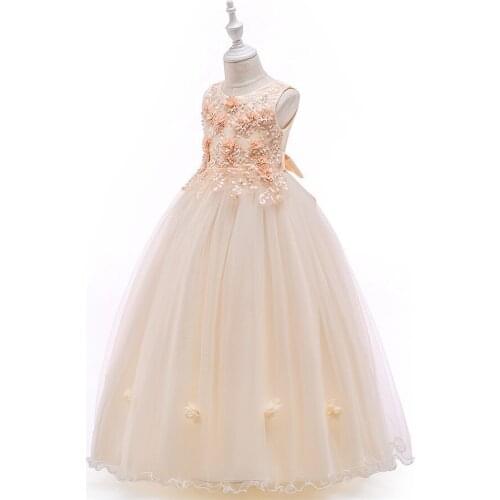 Princess Dress Flower Sleeveless Long Evening Dress 5-12 Years Big Girls Dresses For Party And Wedding Clothing Kids Clothing