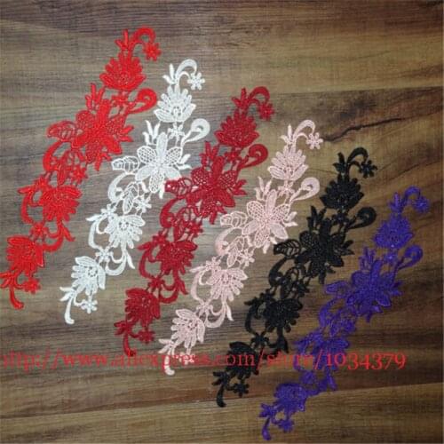 4Pairs/ 8Pcs Wedding Headband Hair Accessories Venise Lace Beautiful 8Colors Flower Floral Motif Appliques 29X 7cm BD0050