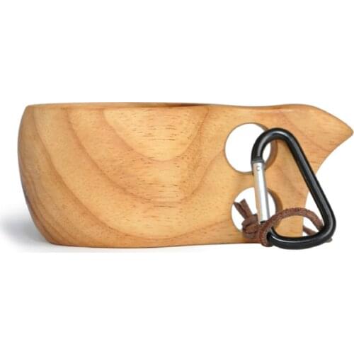 Rubber Wood Scandinavia Wooden Cup Kuksa Kasa Curly Water cup Juice Milk Tea Coffee Drinking Cup Travel Tumbler Mugs