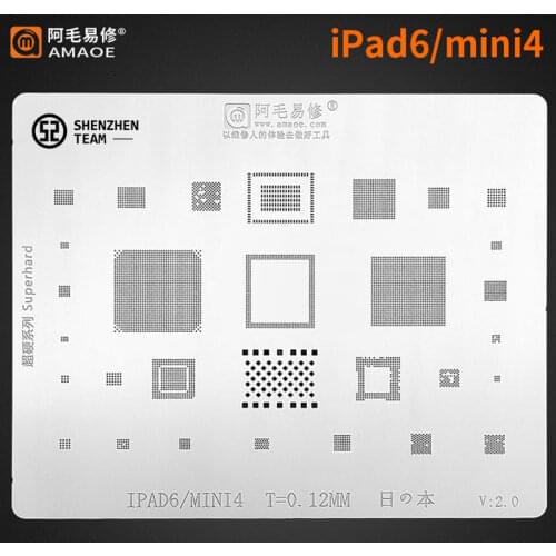 Amaoe Stencil For iPad 6 Mini 4 A1566 A1567 A1538 A1550 CPU BGA Reballing Wifi Nand Power RAM Audio IC Chip Tin Planting Net