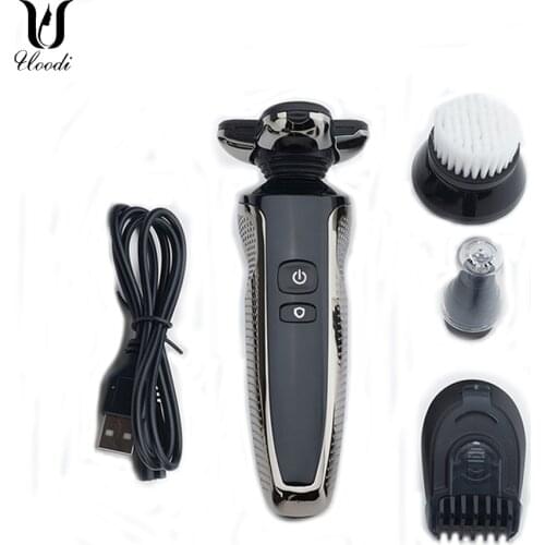 100 - 240V Rechargeable Electric Shaver Triple Floating Heads Trimmer Whole Body Washing Four Blade Face Male Cn(Origin) 85mins