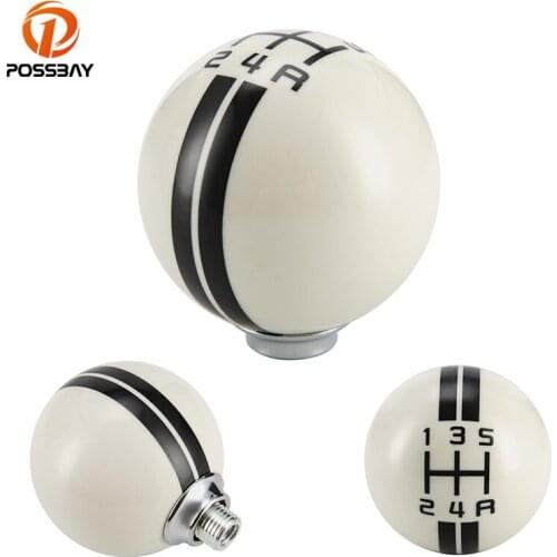 Universal 5 Speed Car Manual Gear Shift Knob Resin Craft White Black Transmission Brakeball Case Auto Interior Parts Accessories