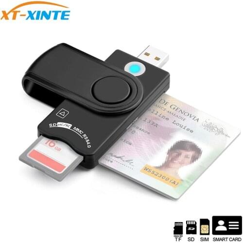 XT-XINTE USB 3.0 2.0 CAC Smart Card Reader Micro SD/TF Memory ID Bank EMV2 Electronic Citizen SIM Backup Copy Connector Adapter