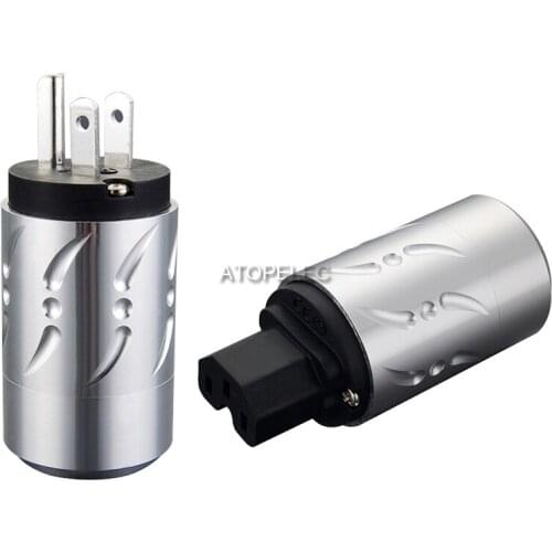 VIBORG Aluminum Shell Rhodium Plated 99.998% Pure Red Copper US Male Plug / IEC Female Power Connector HiFi DIY 502