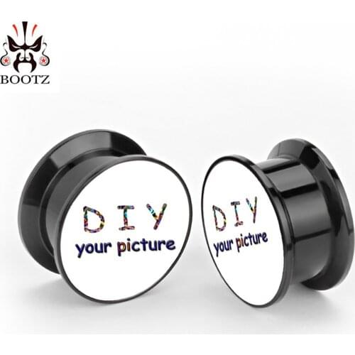 Custom ear plugs black screw acrylic tunnels piercing body jewelry ear gauges free shipping