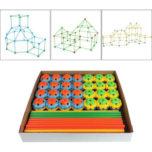 Colorful Straw Construction Building Castle Blocks DIY Assembled Toys Game