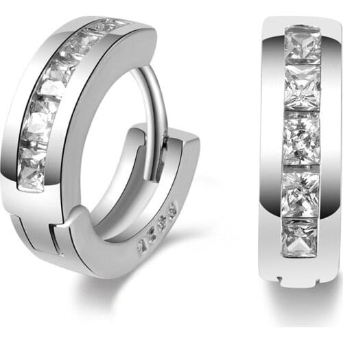 925 Sterling Silver Crystal Earrings For Women Fashion Luxury Cubic Zirconia Paved Wedding Earring Jewelry Accessory Wholesale