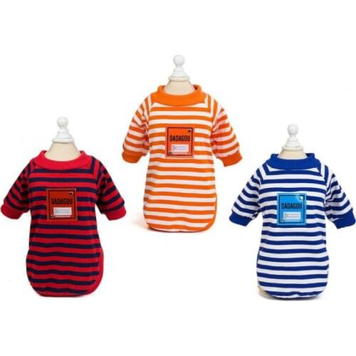 Pet Dog Clothes Summer Stripe Dog Hoodies Chihuahua Tshirt Pets Clothing Outfit For Small And Medium Dogs Vest T-shirt Dog Cloth