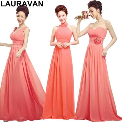 Bridemaids dress 2020 plus size women elegant bridesmaid elegant watermelon formal chiffon brides maids ladies dresses 16w
