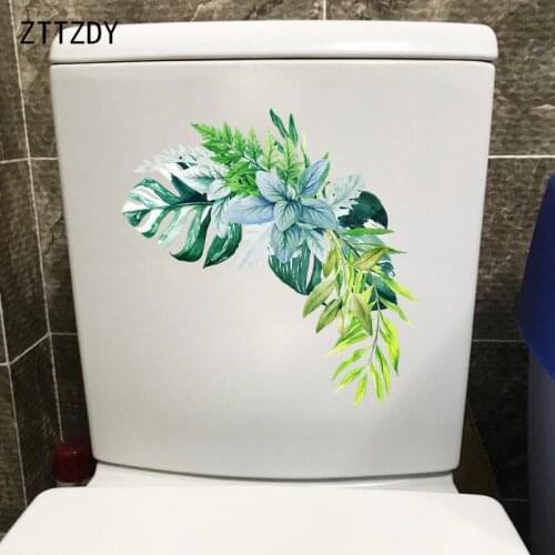 ZTTZDY 23.9×24CM Creative Plant Splicing Flowers Toilet Decoration Home Room Wall Stickers T6-0295