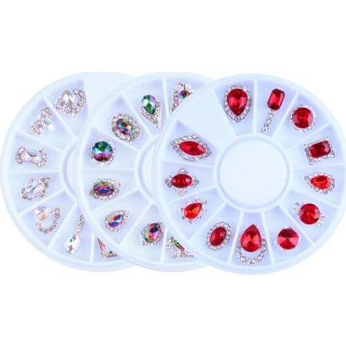 1pcs Nail Wheel Rhinestones Crystal Gems Stones Nail Decoration Alloy Nail Charms Stone For Nails Art Manicure Rhinestone JE4-13