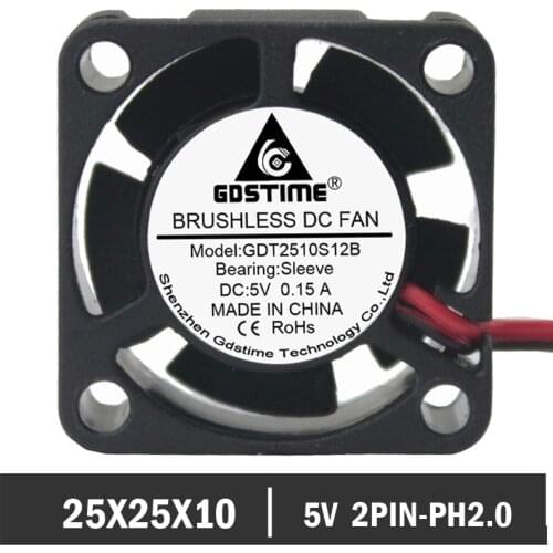 20pcs/lot Gdstime Tiny 5V 2Pin 2510 25mm 25mm x 25mm x 10mm Cooling Electric Products Mini Cooling Fan