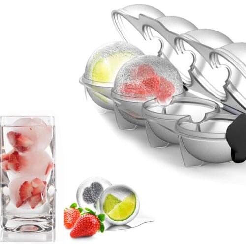 4 Cavity Ice Cube Maker Form For Ice Flexible Silicone Whiskey Cocktail DIY Round Ice Ball Ice Grid Party For Bar Kitchen Tool