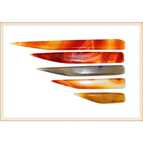 Goldsmith tool sell agate knife jewelry polishing agate burnisher wit hout handle-knife shape A variety of specifications 5pcs