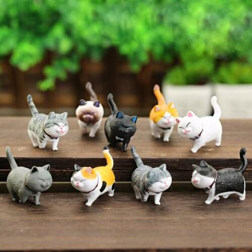 9 Pieces Lovely Cats Figurines Free Standing Kitten Figures Dolls Bonsai Decor Cake Toppers