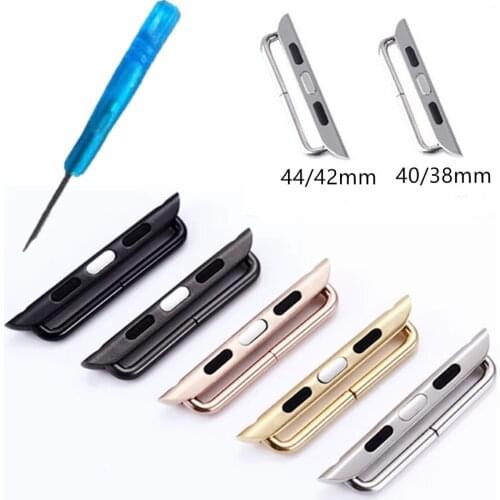 1 Pair Seamless Metal Connector Clasp Buckle Connection Adapter for Apple Watch 38 42 40 44 mm series 4 3 2 1 And Screwdriver