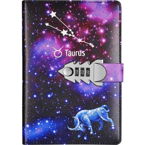 New Password The Zodiac Constellation A5 Notebook With Lock Writing Pads Lockable Notepad Diary School Supplies Student Gift