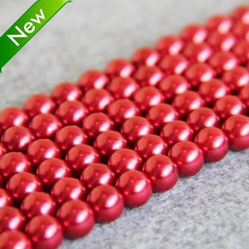 New For Necklace&Bracelet 10mm Red Shell Pearl Beads SeaShell DIY Gifts For Women Girl Loose Beads Jewelry Making Design 15inch