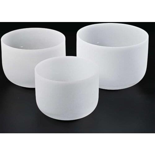 6"/8"/10" CDEFGAB Chakra Frosted Quartz Crystal Yoga Singing Bowl