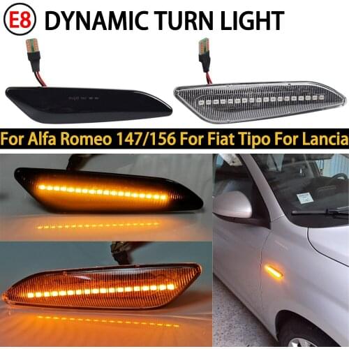 2Pcs LED Dynamic Side Marker Light Arrow Turn Signal Blinker Lamps For Alfa Romeo 156 147 / Fiat Tipo / Lancia Delta 3 Ypsilon