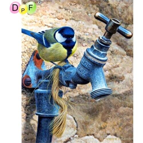 DPF 5D Round full Diamond painting Cross Stitch Diamond Embroidery Needlework Faucet Bird See Water diamond Mosaic decor crafts