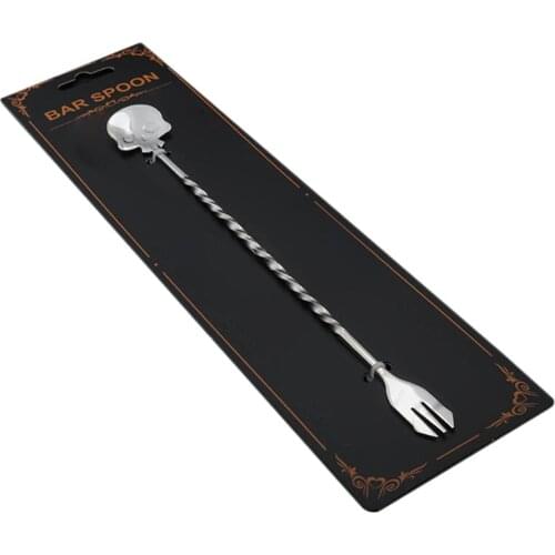 Stainless Steel Bar Double-headed Spoon Creative Skull Stirring Stick Long Handle Cocktail Spoon Wine Stick Tableware