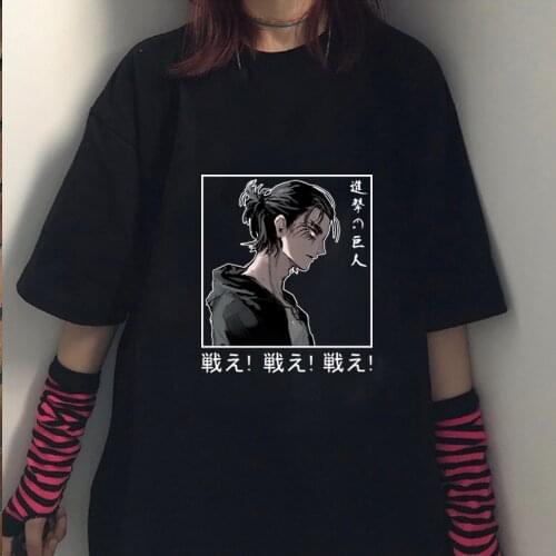Attack on Titan Eren Jaeger T-shirt Men Funny Anime Unisex Hip Hop Oversize Top Tees Male