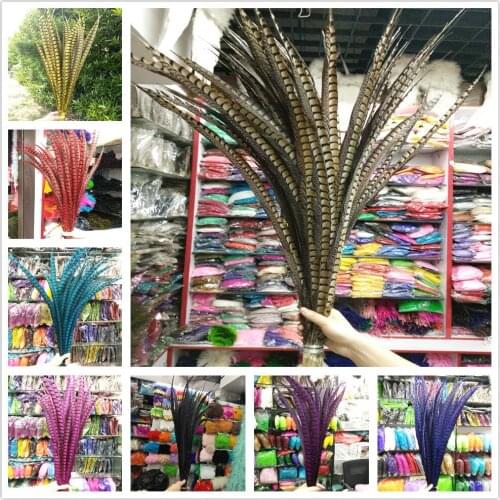 Wholesale 50/100pcs Beautiful 50-55cm/20-22inches Natural Copper Tail Chicken Feathers Stage Performances Decoration
