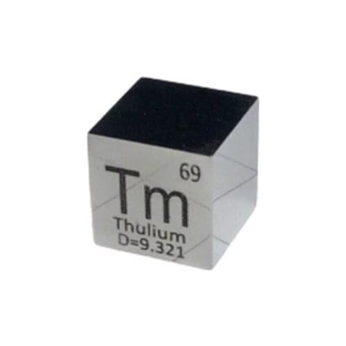 Hot 10 X 10 X 10mm 6-Sided Mirror Polished Double-Sided Engraved Metal Thulium Cube Periodic Table Of Elements Cube (Tm≥99.99%)