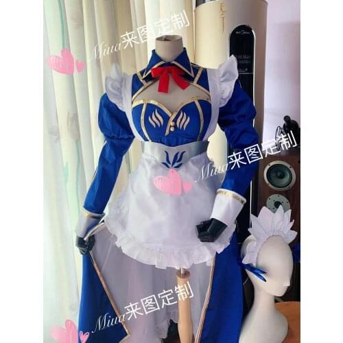 [Customized] Anime Fate/Grand Order Altria Pendragon Maid Outfit Dress Cosplay Costume Women Halloween Carnival Free Shipping