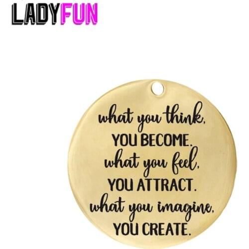 Ladyfun 2019 Customizable Stainless Steel Charm Buddha Pendant what you think you become What you ... Charms for jewelry making