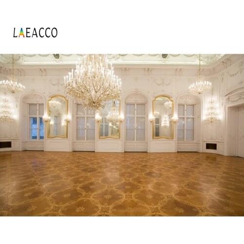 Laeacco White House Window Mirror Chandelier Wooden Floor Photography Backdrops Photographic Backgrounds For Photo Studio Props