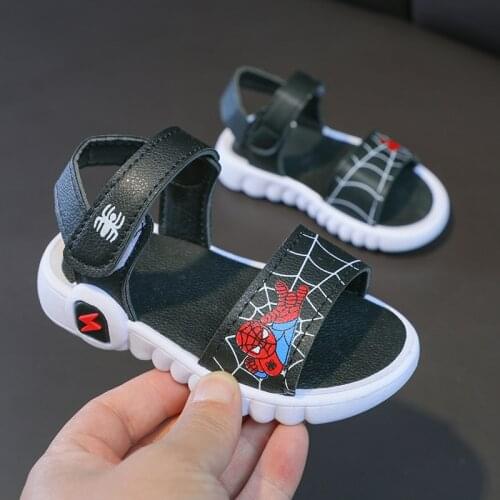 Summer Baby Boys Sandals Disney Cartoon Spiderman Kids Beach Shoes Anti-slip Children Girls Shoes Breathable Soft Toddler Shoes