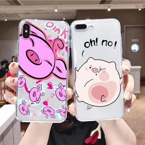 Pig Pink Cartoon Cute lovers Phone Case For Huawei Honor 6 7 8 9 10 10i 20 A C X Lite Pro Play transparent trend cover tpu